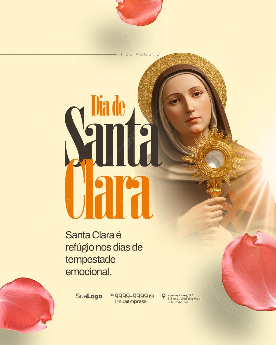 Flyer Dia de Santa Clara 11 de Agosto PSD Editável