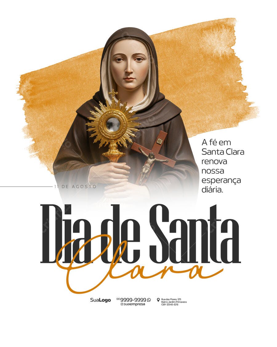 Flyer Dia de Santa Clara 11 de Agosto PSD Editável