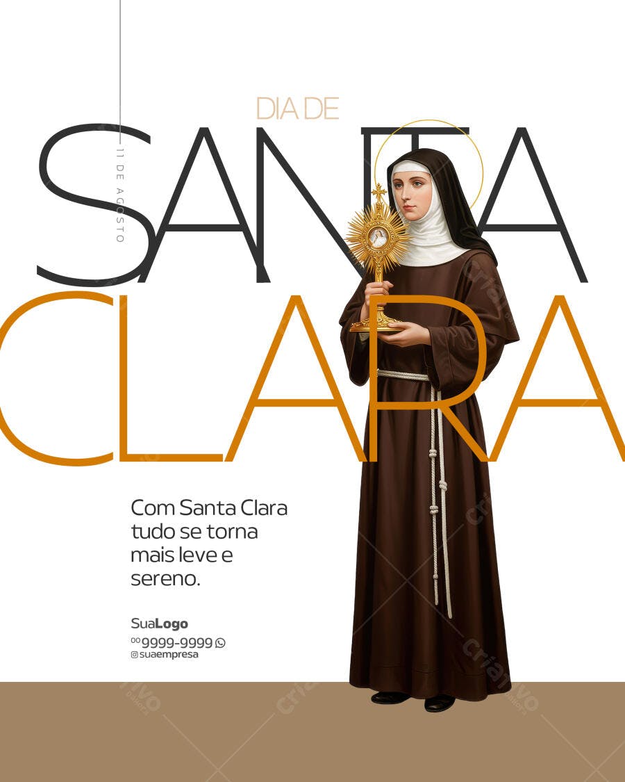 Flyer Dia de Santa Clara 11 de Agosto PSD Editável