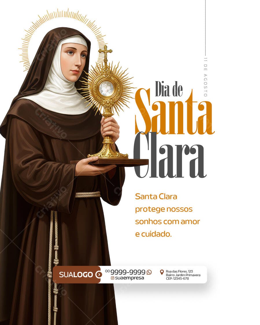 Flyer Dia de Santa Clara 11 de Agosto PSD Editável