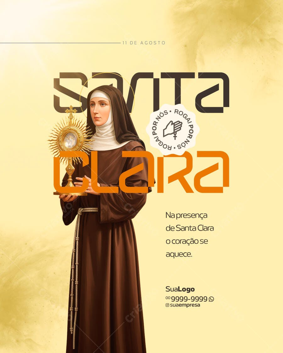 Flyer para Dia de Santa Clara 11 de Agosto PSD Editável