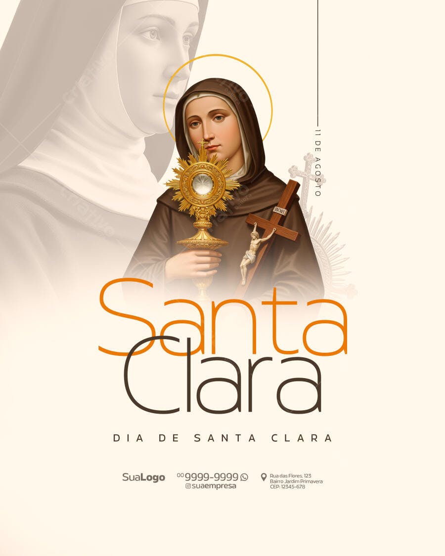 Flyer Dia de Santa Clara 11 de Agosto PSD Editável