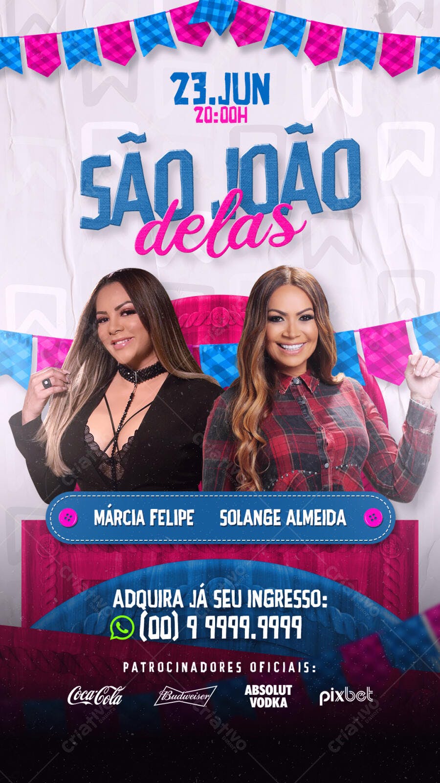 Flyer Festa Junina com Cantoras PSD Editável