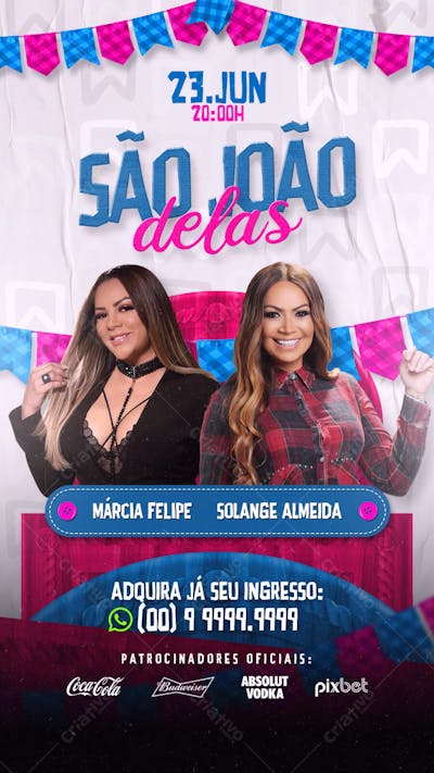 FLYER DE SÃO JOÃO PSD EDITÁVEL SÃO JOÃO DELAS STORIES