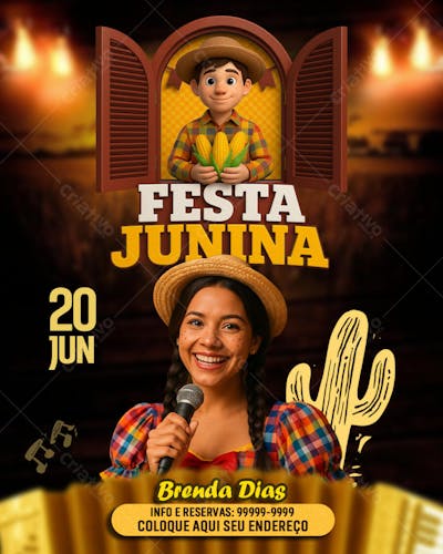 FLYER DE FESTA JUNINA HEROI DIGITAL 2025