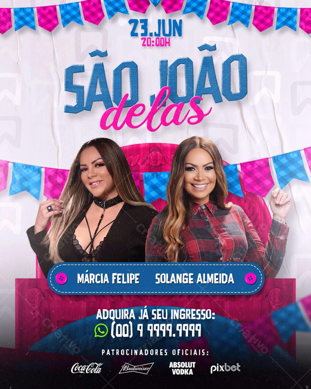FLYER DE SÃO JOÃO PSD EDITÁVEL SÃO JOÃO DELAS FEED