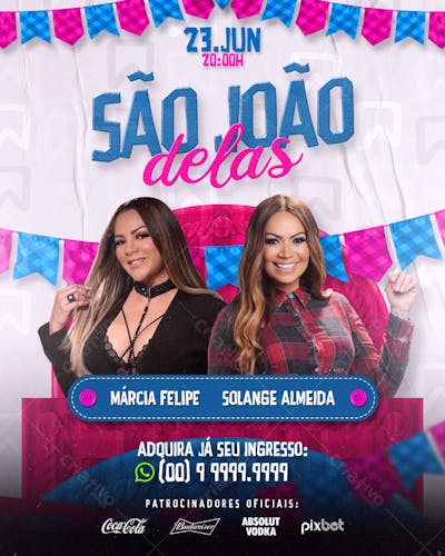 FLYER DE SÃO JOÃO PSD EDITÁVEL SÃO JOÃO DELAS FEED