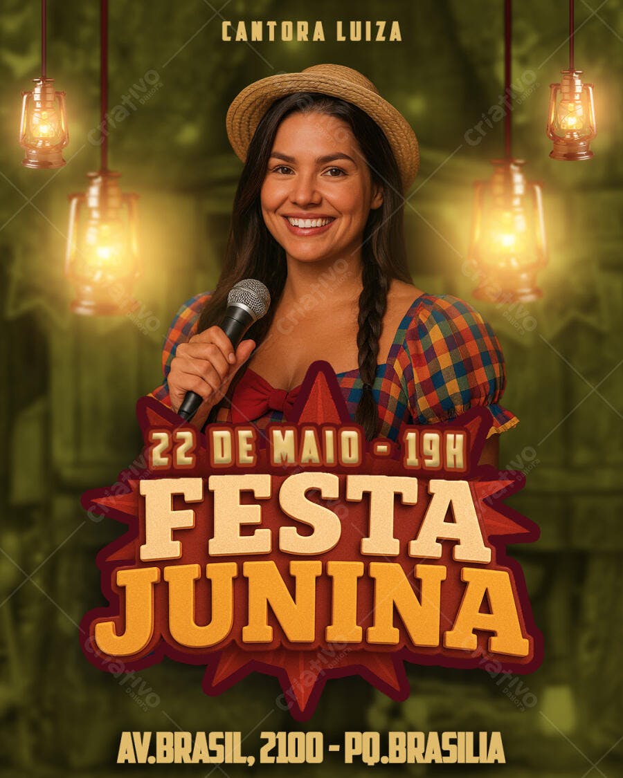 Flyer Festa Junina 22 de Maio PSD Editável
