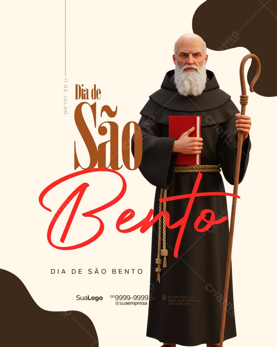 Flyer Dia de São Bento 11 de Julho PSD Editável