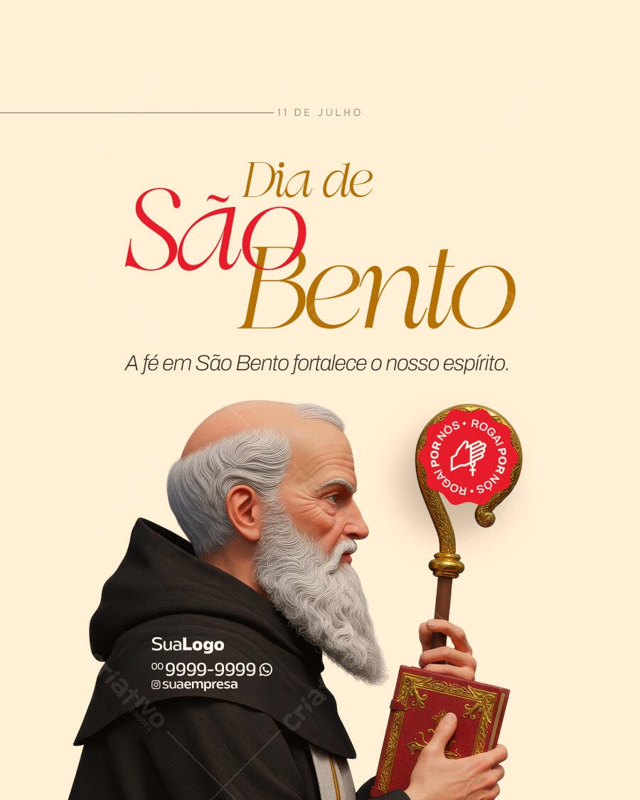 Flyer Dia de São Bento 11 de Julho PSD Editável