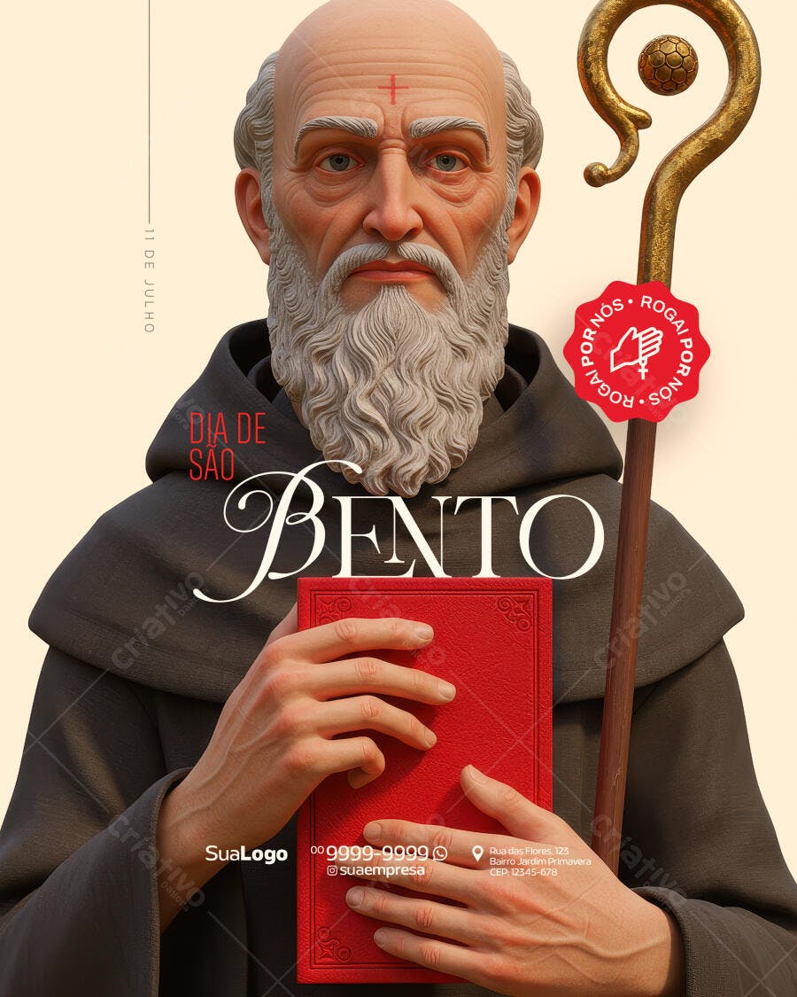Flyer Dia de São Bento 11 de Julho PSD Editável