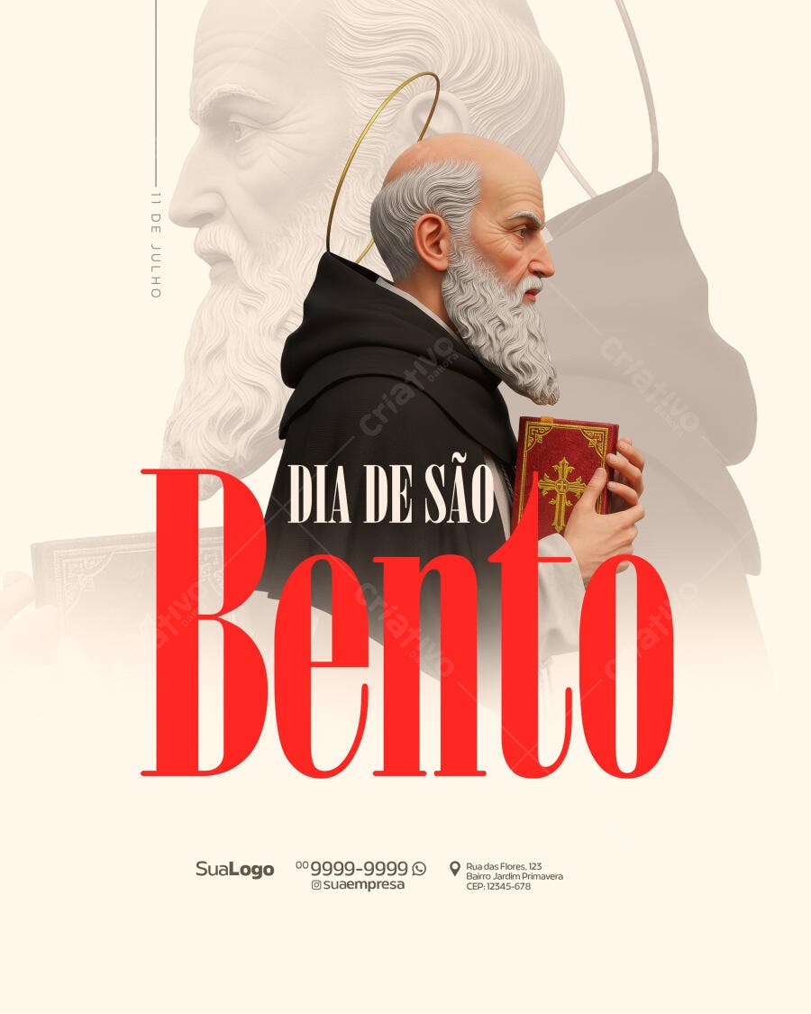 Flyer Dia de São Bento 11 de Julho PSD Editável