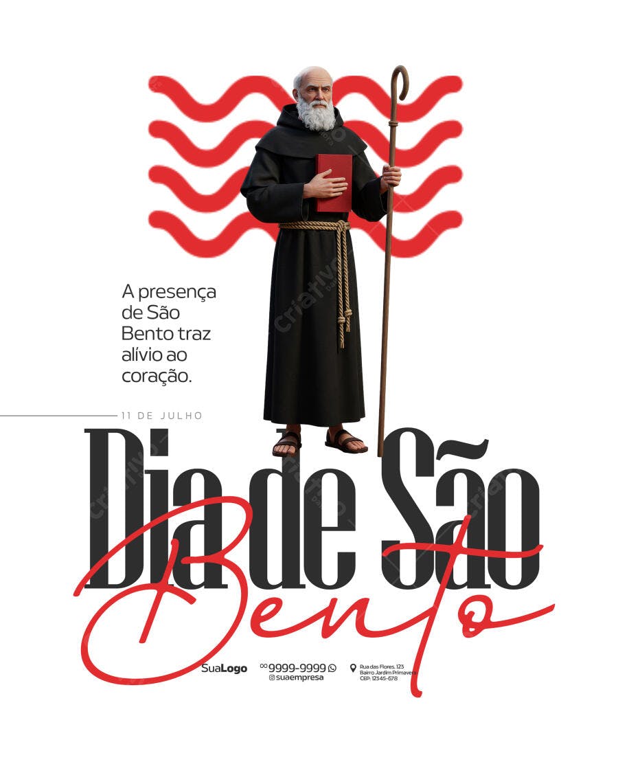 Flyer Dia de São Bento 11 de Julho PSD Editável