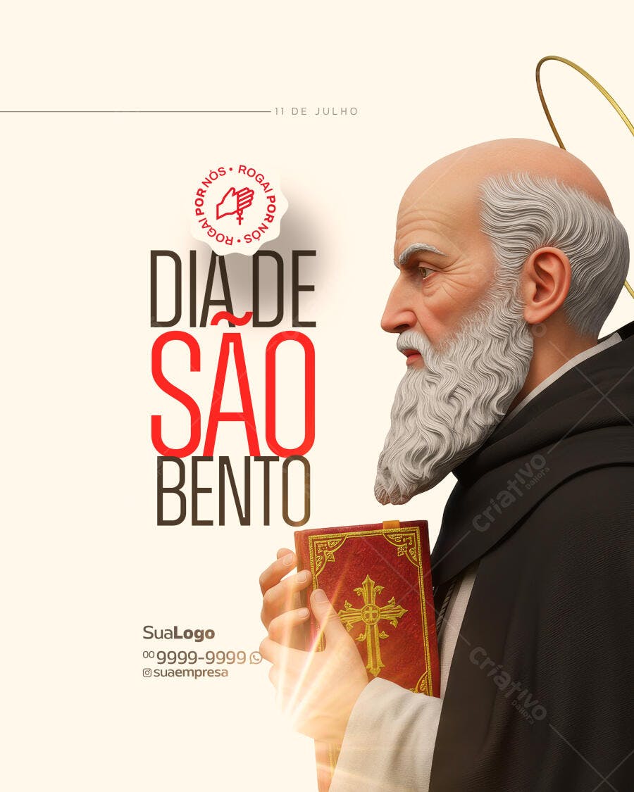 Flyer Dia de São Bento 11 de Julho PSD Editável