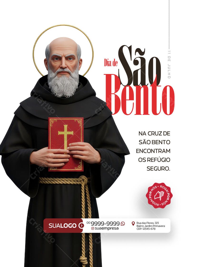 Flyer Dia de São Bento 11 de Julho PSD Editável