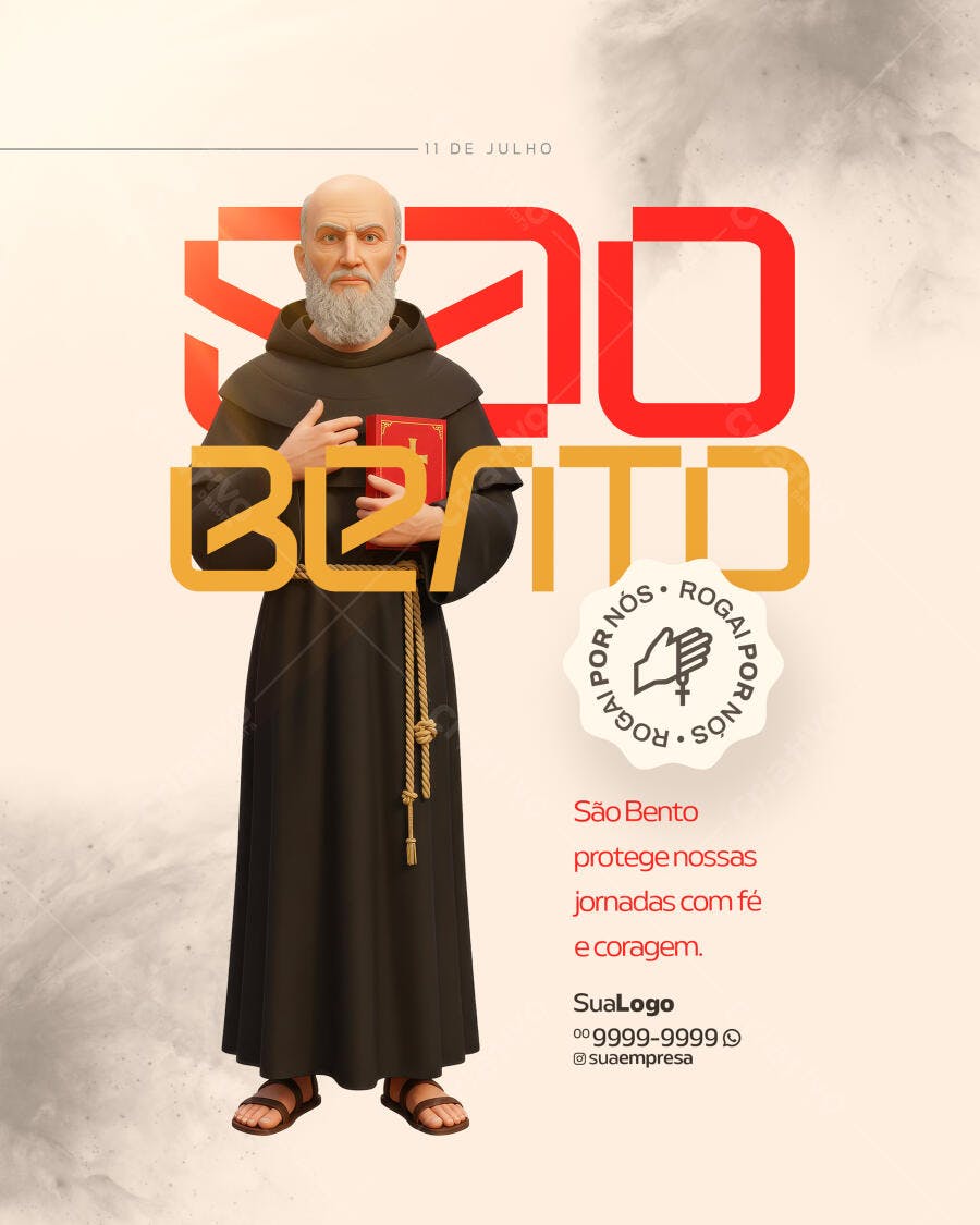 Flyer Dia de São Bento 11 de Julho PSD Editável