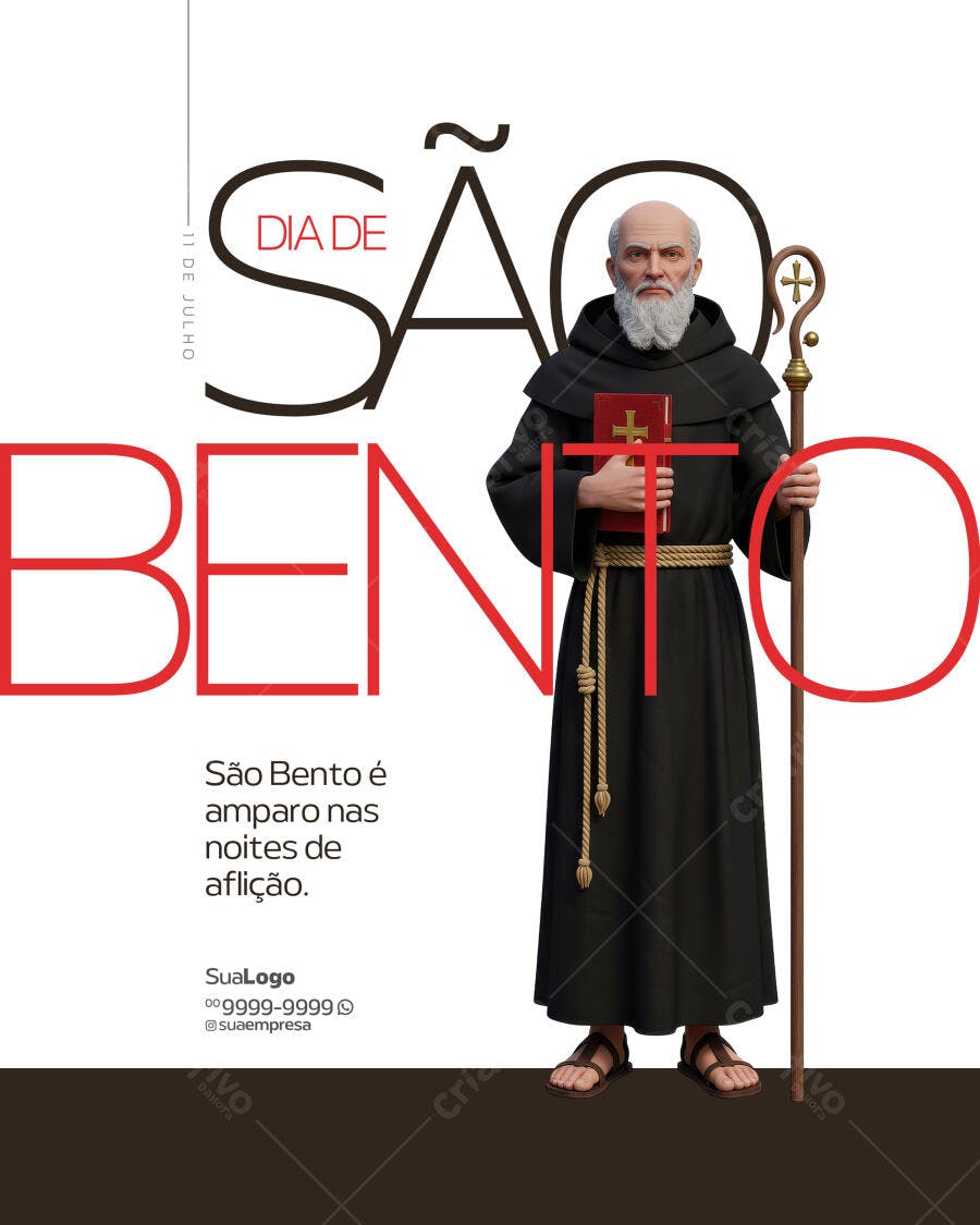 Flyer Dia de São Bento 11 de Julho PSD Editável