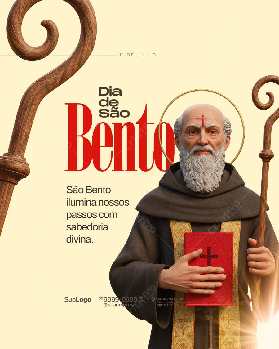 Flyer Dia de São Bento 11 de Julho PSD Editável