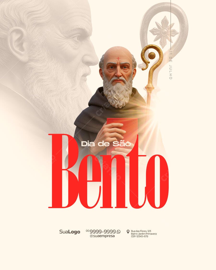 Flyer Dia de São Bento 11 de Julho PSD Editável