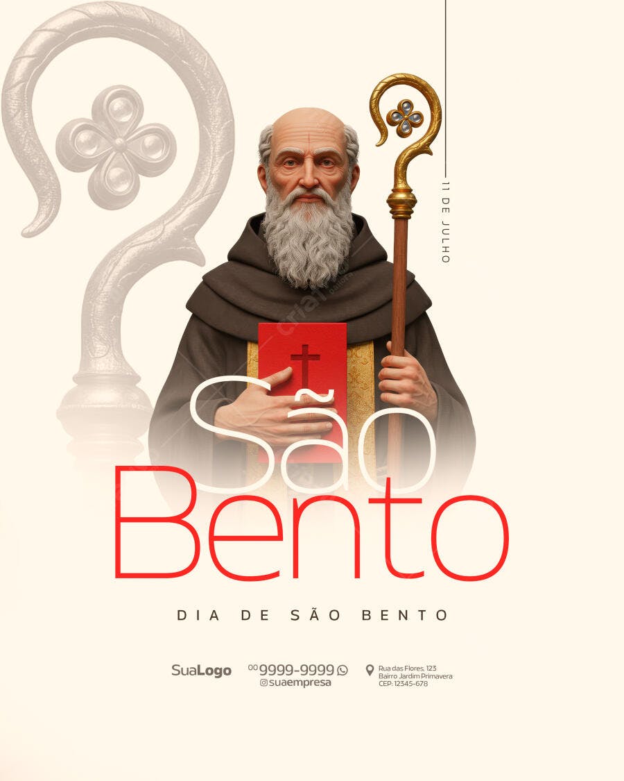 Flyer Dia de São Bento 11 de Julho PSD Editável