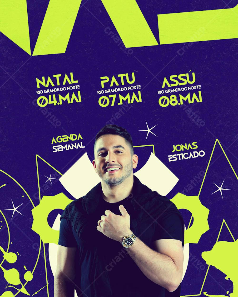 FLYER AGENDA SEMANAL JONAS ESTICADO FEED PSD EDITAVEL