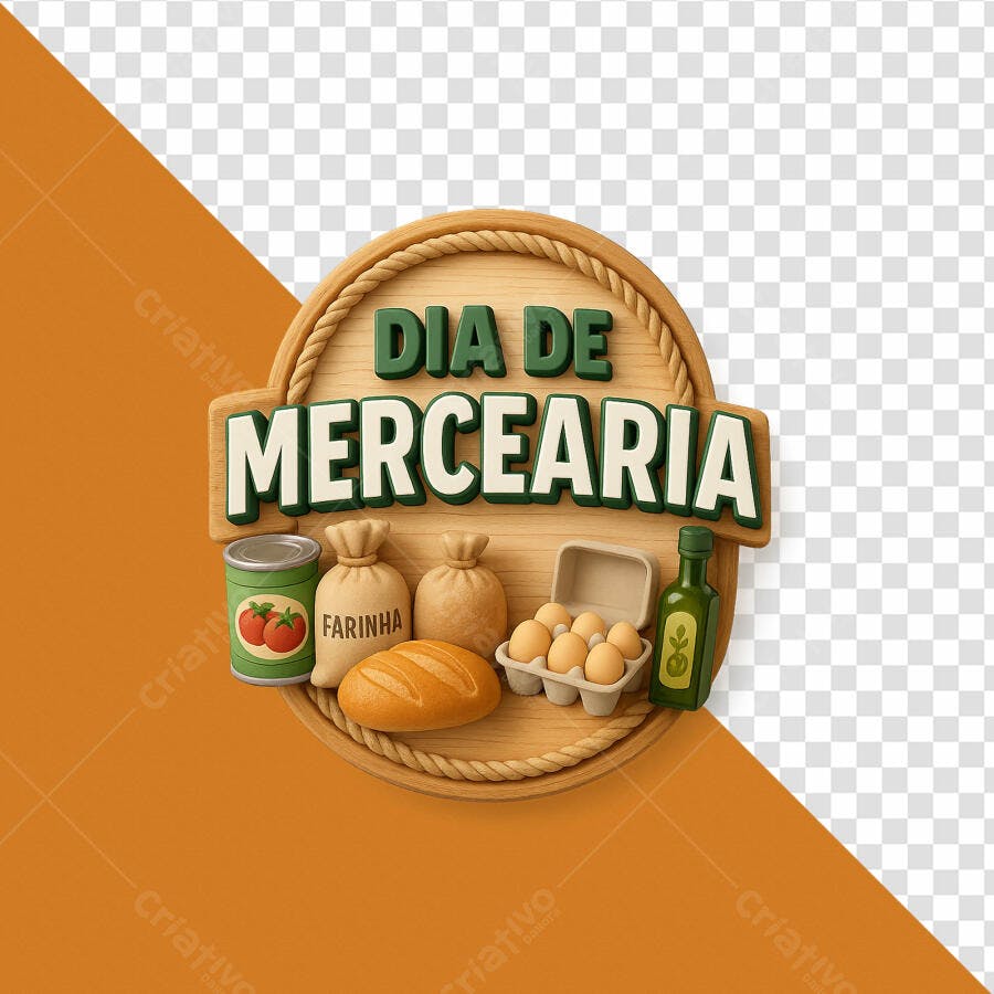 Badge Dia da Mercearia PSD Editável