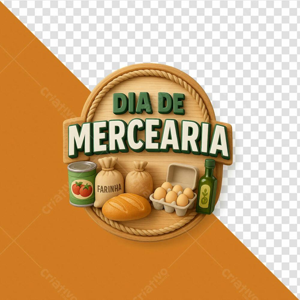 Selo 3d dia de mercearia png