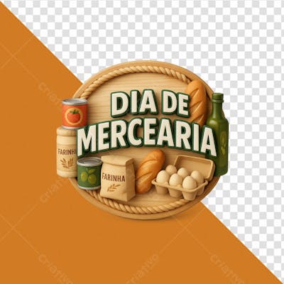 Selo 3d dia de mercearia png