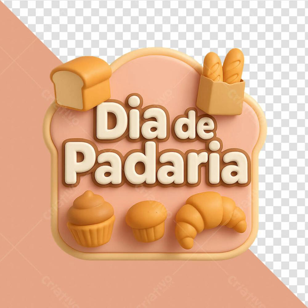 Selo dia de padaria rosa png