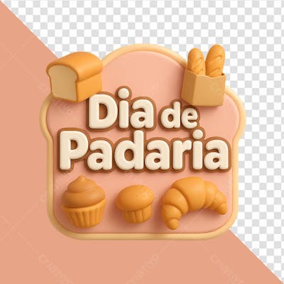 Selo dia de padaria rosa png