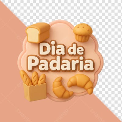 Selo dia de padaria rosa circular png