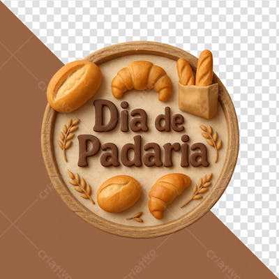 dia de padaria 3d selo png