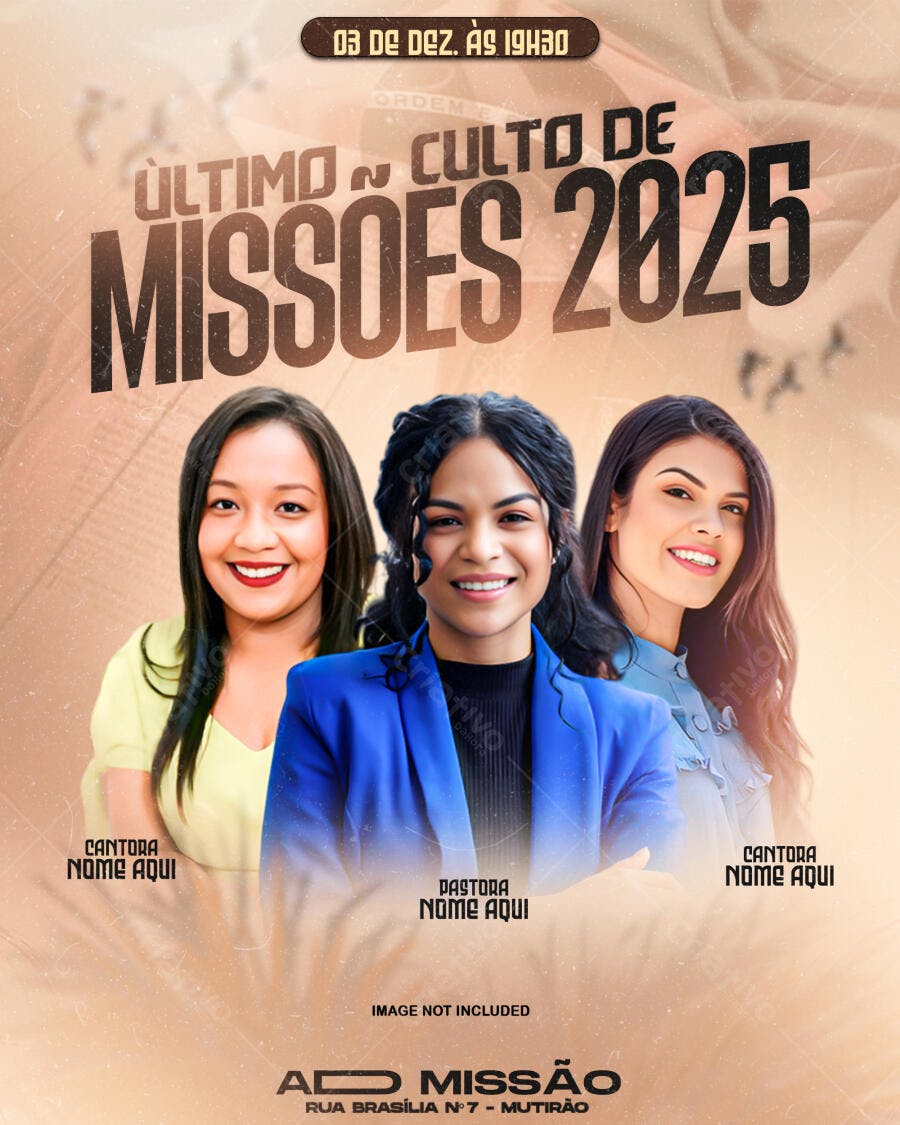Flyer para Culto de Missões 03 de Dezembro PSD Editável