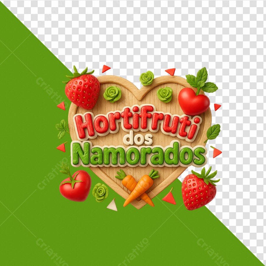 PSD para Dia dos Namorados com Frutas e Legumes PSD Editável