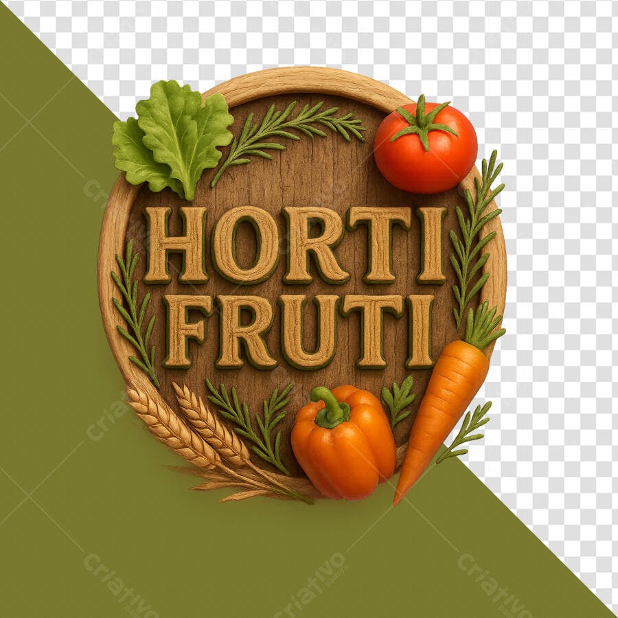 Logo Horti Fruti PSD Editável para Marca de Alimentos