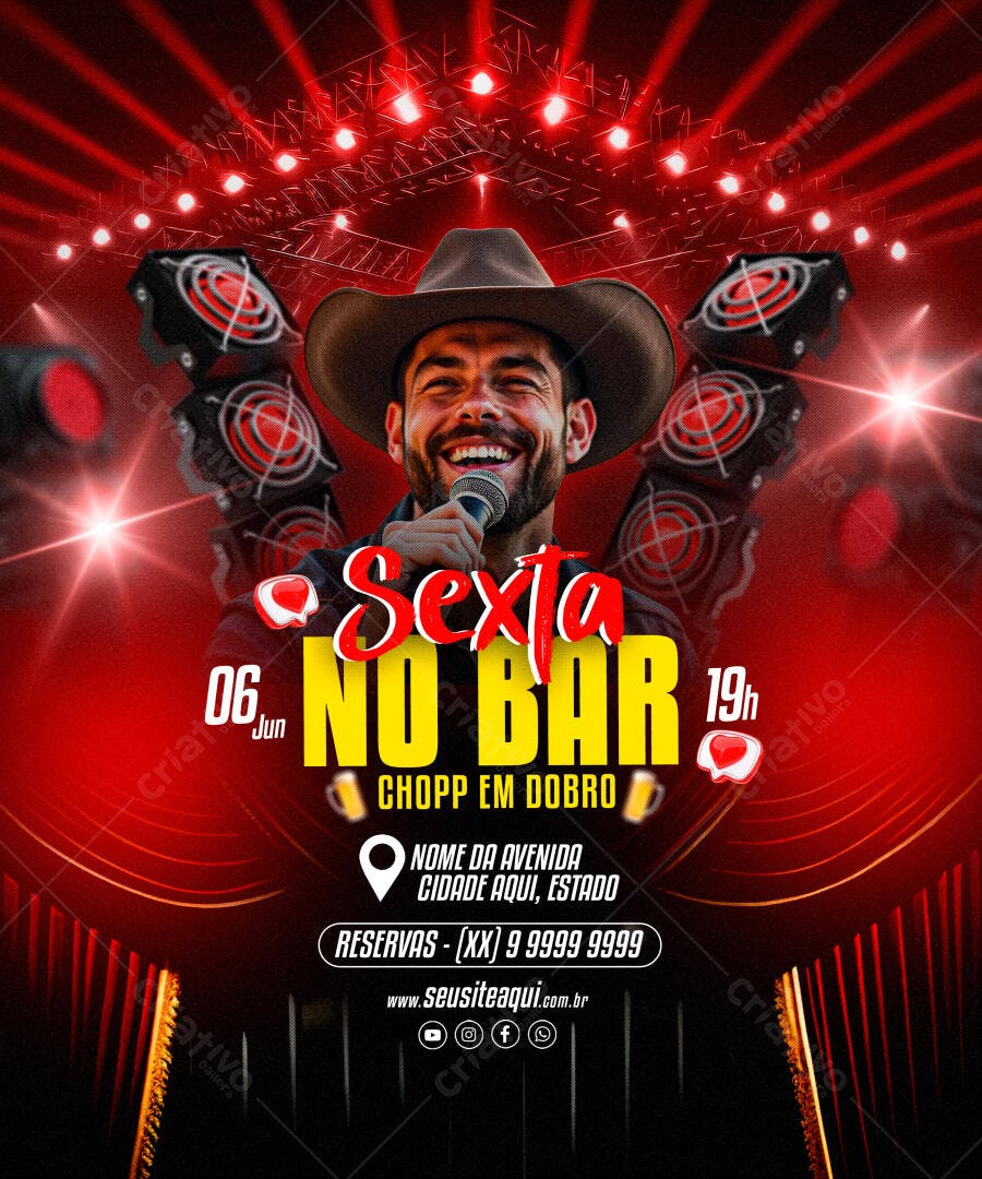 Flyer para Festa Sertaneja 06 de Junho PSD Editável