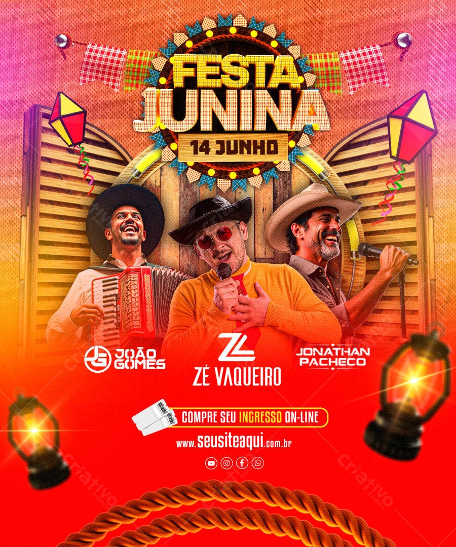 Flyer Festa Junina 14 Junho PSD Editável