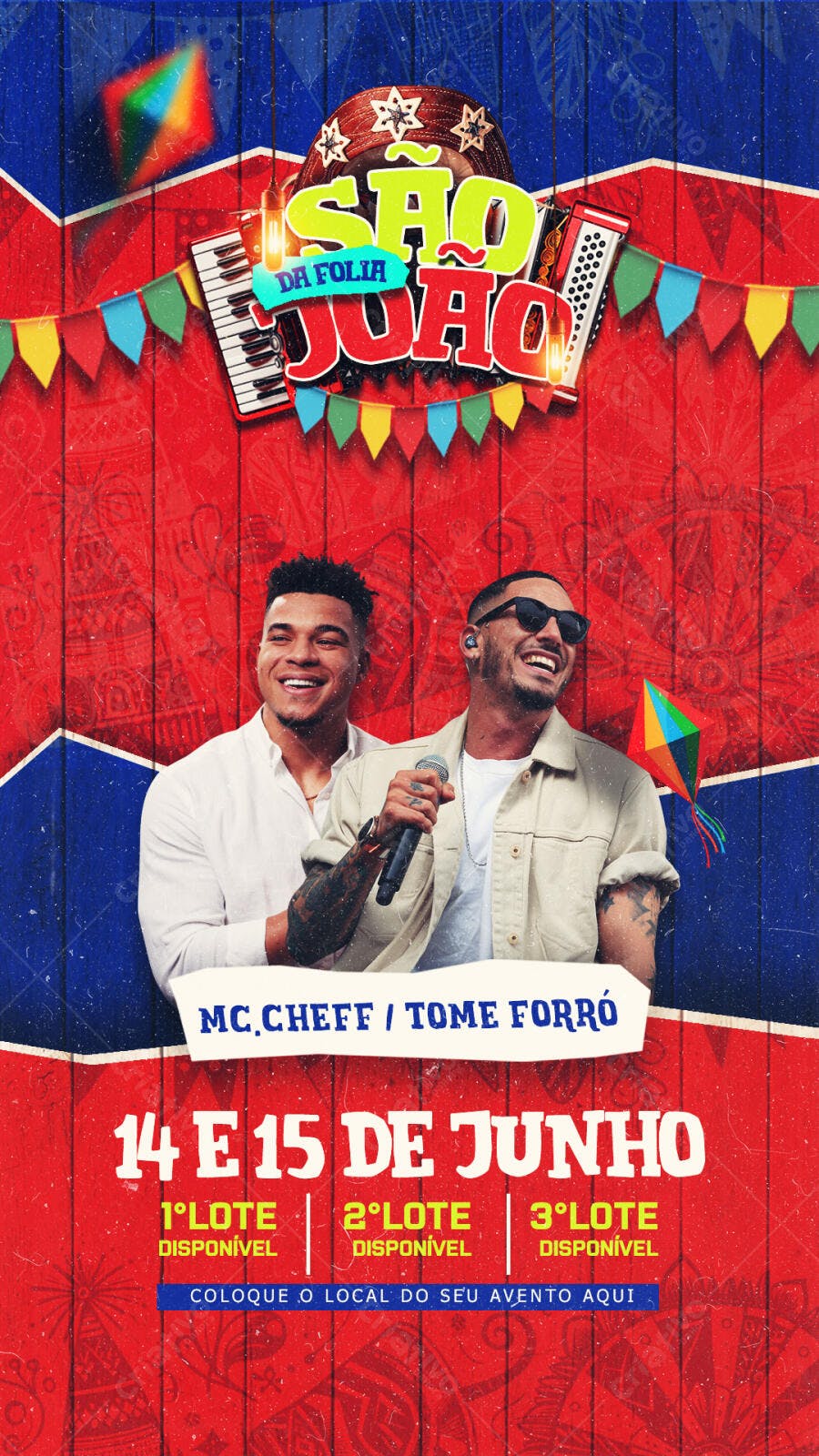 Flyer Festa Junina com MC Cheff e Tome Forró PSD Editável