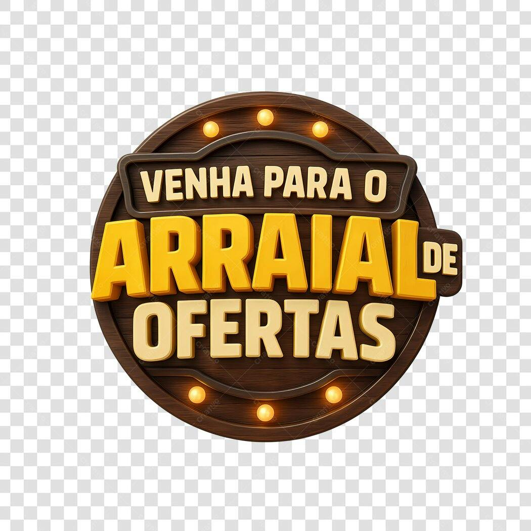 Selo 3D promocional madeira e amarelo