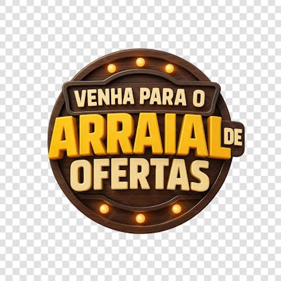 selo 3d venha para o arraial de ofertas