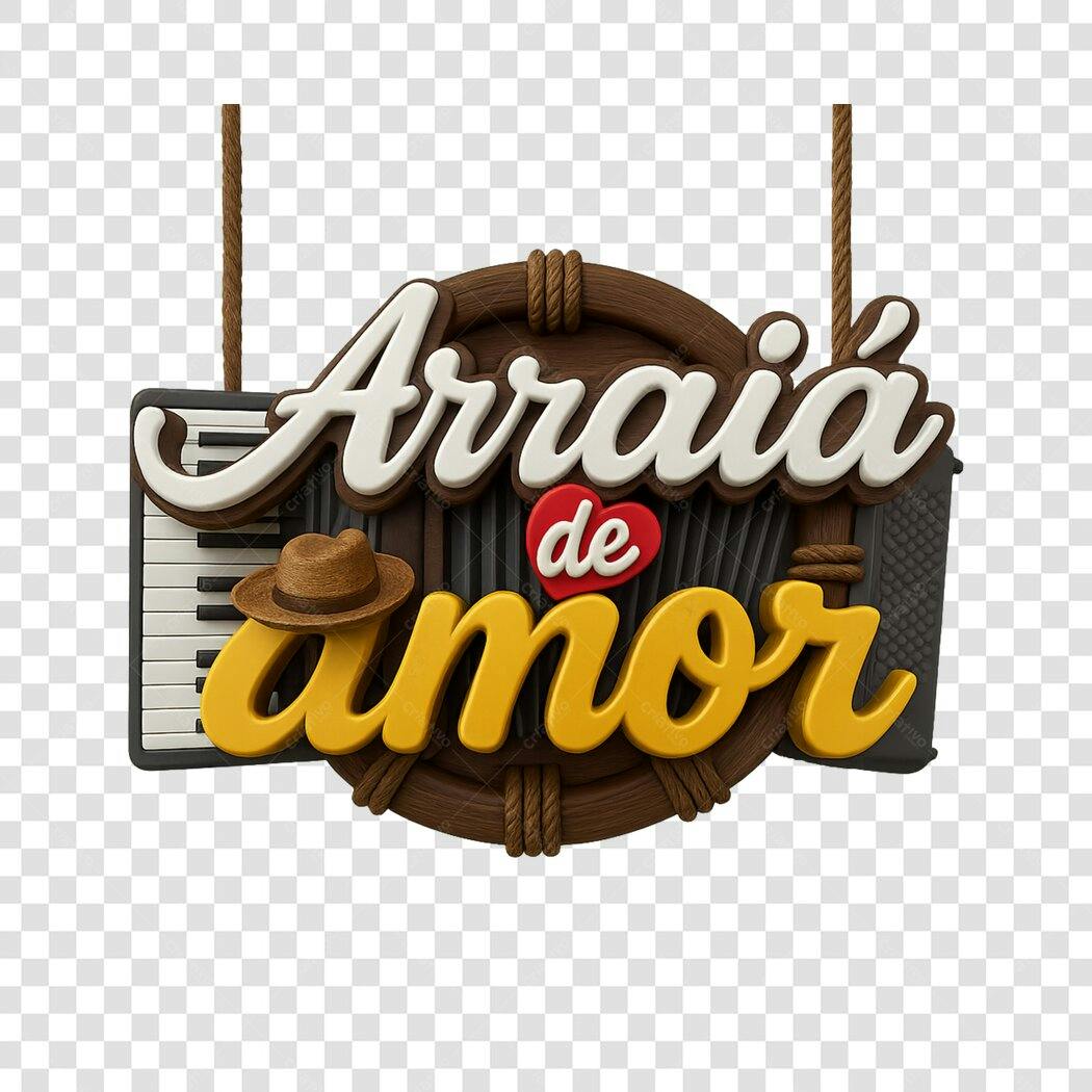 Banner Festa Junina Arraial de Amor PNG com fundo transparente
