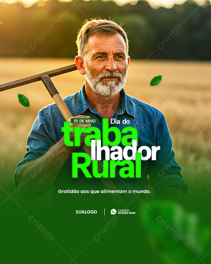 Flyer Dia do Trabalhador Rural PSD Editável