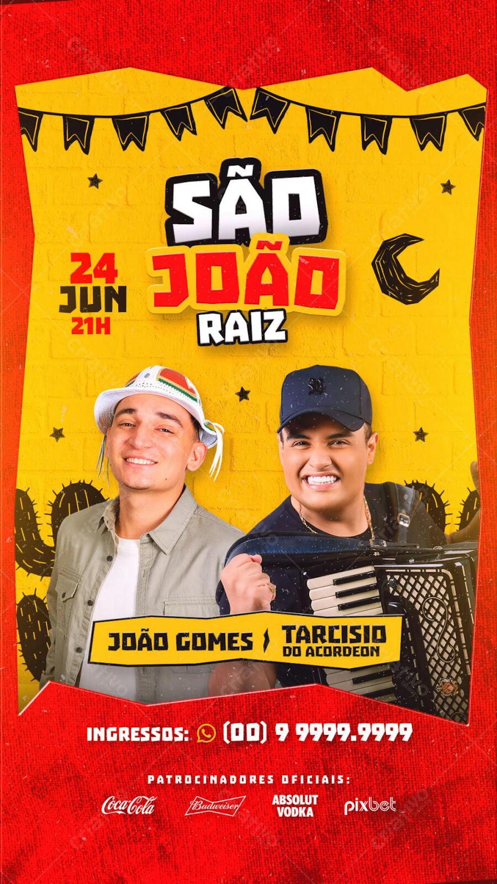 FLYER DE SÃO JOÃO PSD EDITÁVEL STORIES SÃO JOÃO RAIZ