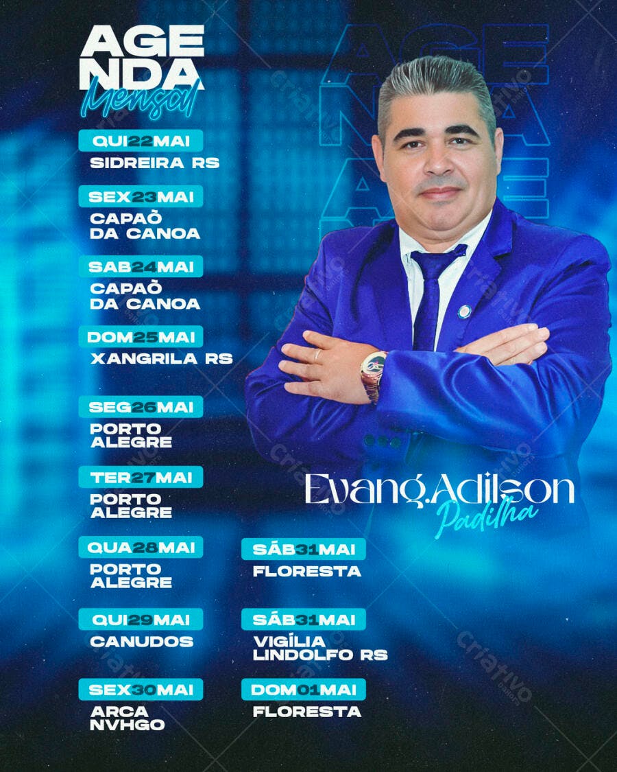 Flyer Agenda Mensal Evangélica PSD Editável