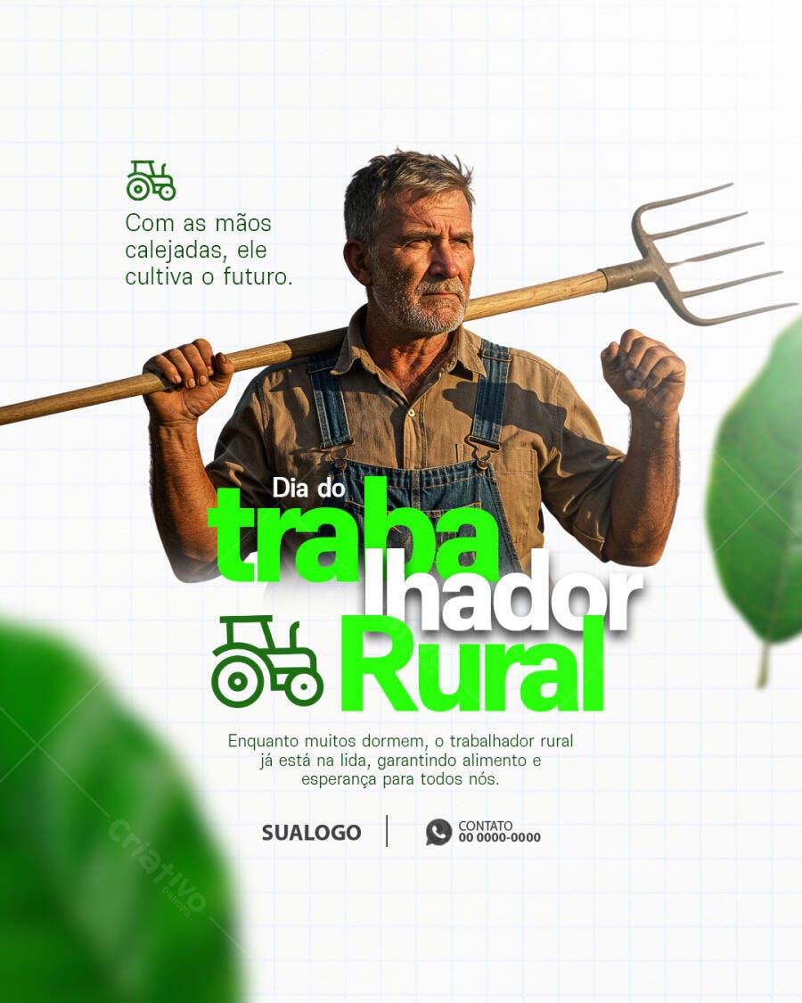 Flyer Dia do Trabalhador Rural PSD Editável