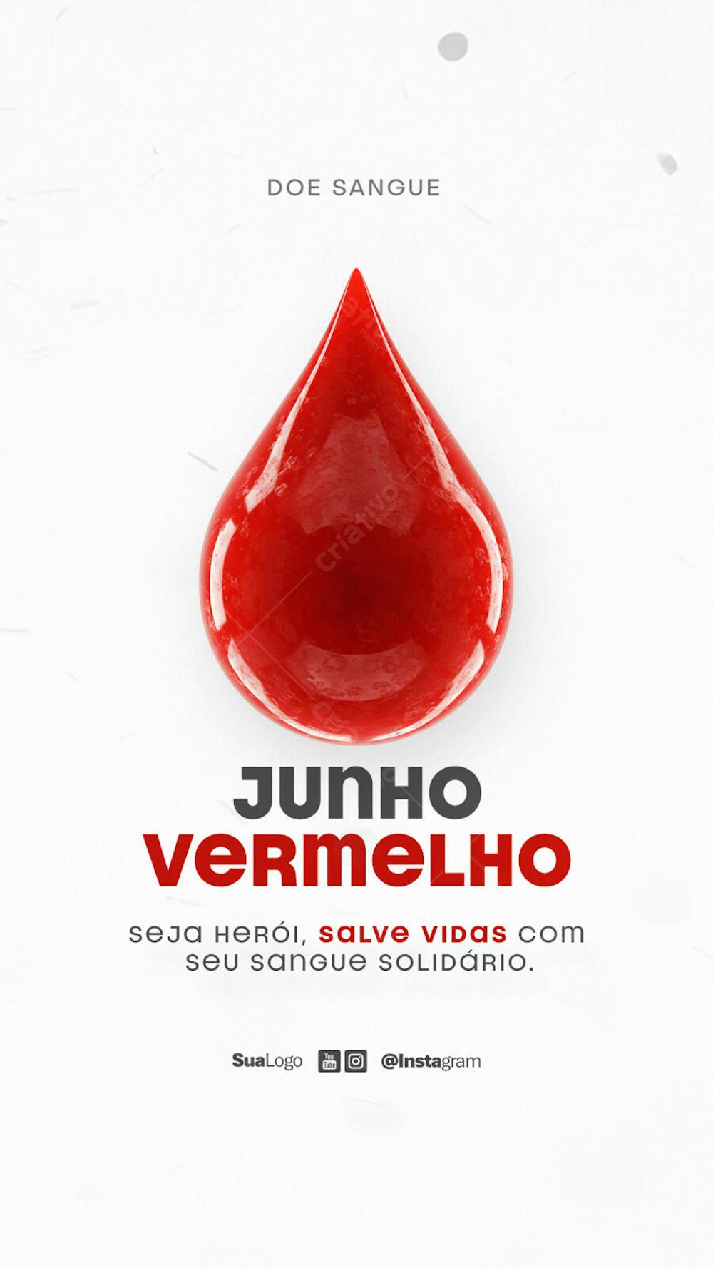 Junho Vermelho mês de conscientização e incentivo à doação de sangue Social Media PSD Editável (1)