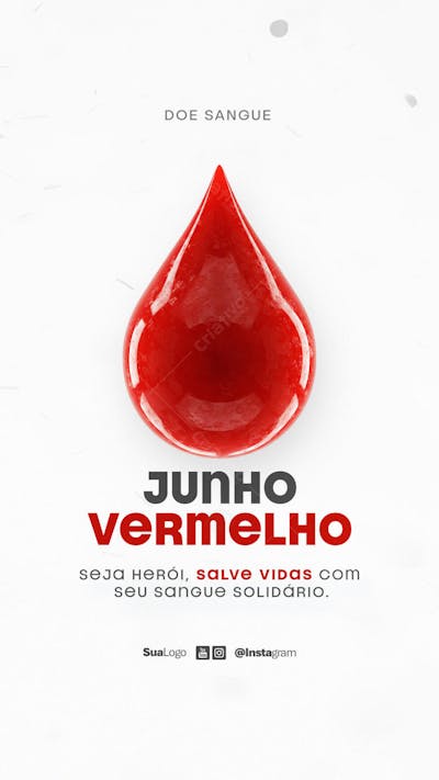 Junho Vermelho mês de conscientização e incentivo à doação de sangue Social Media PSD Editável (1)