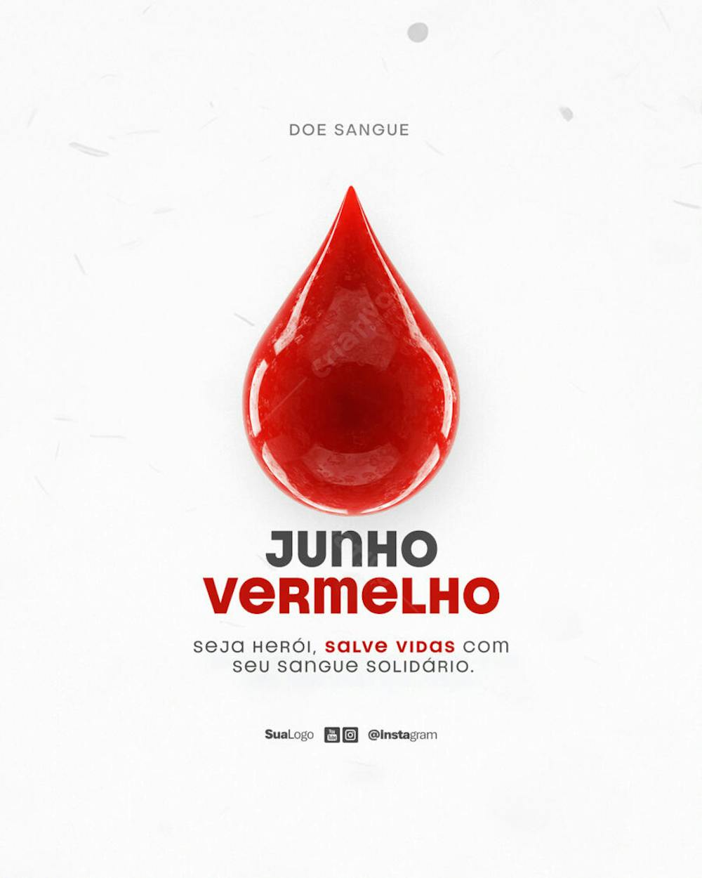 Junho Vermelho mês de conscientização e incentivo à doação de sangue Social Media PSD Editável (2)