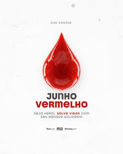 Junho Vermelho mês de conscientização e incentivo à doação de sangue Social Media PSD Editável (2)
