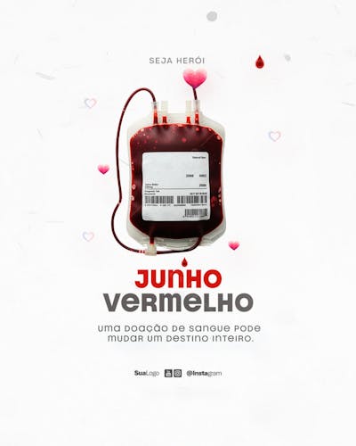 Junho Vermelho mês de conscientização e incentivo à doação de sangue Social Media PSD Editável (2) - Copia